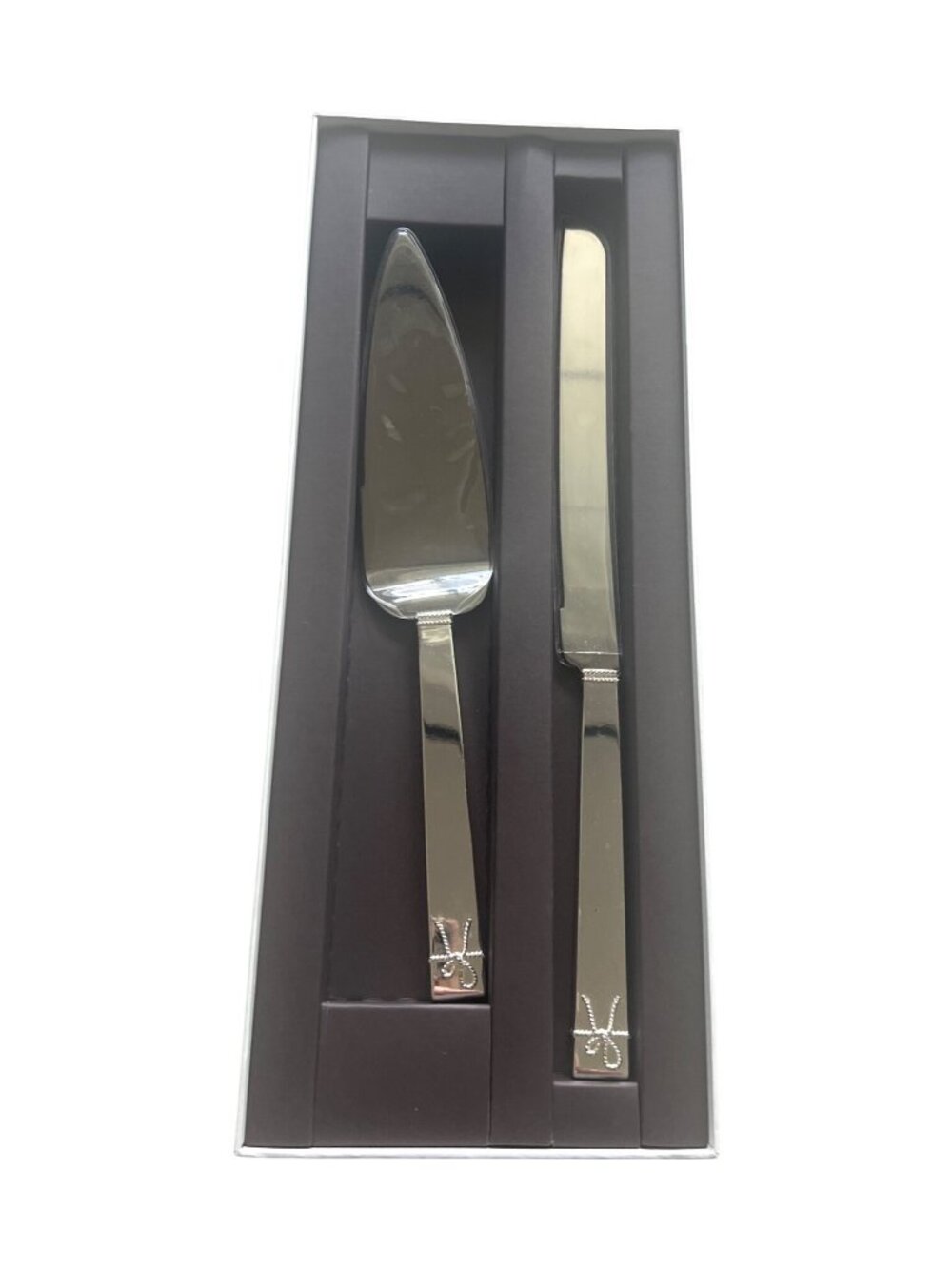 Vera Wang Wedgwood Love Knots Cake Knife & Server Set Silver Plated Wedding NWT - Picture 8 of 12